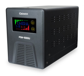 Источники беспер. питания ИБП Gemix PSN-1000U LCD, 1000ВА/600Вт, 7/9/13A, 3xEURO Schuko Чорний
